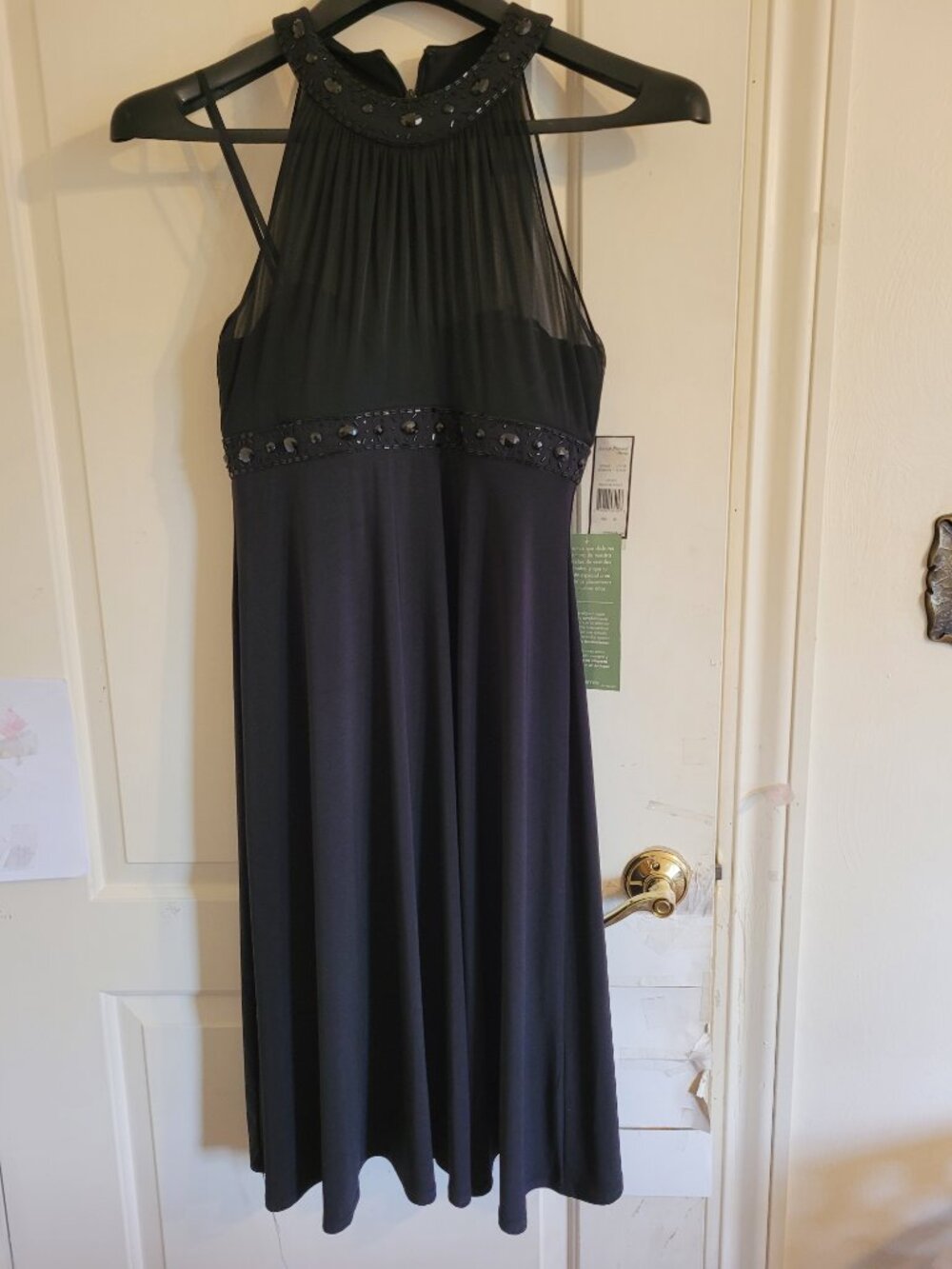 NWT Jessica Howard Women Black Cocktail Dress Sz 10 Sheer Mesh Sleeveless Dress